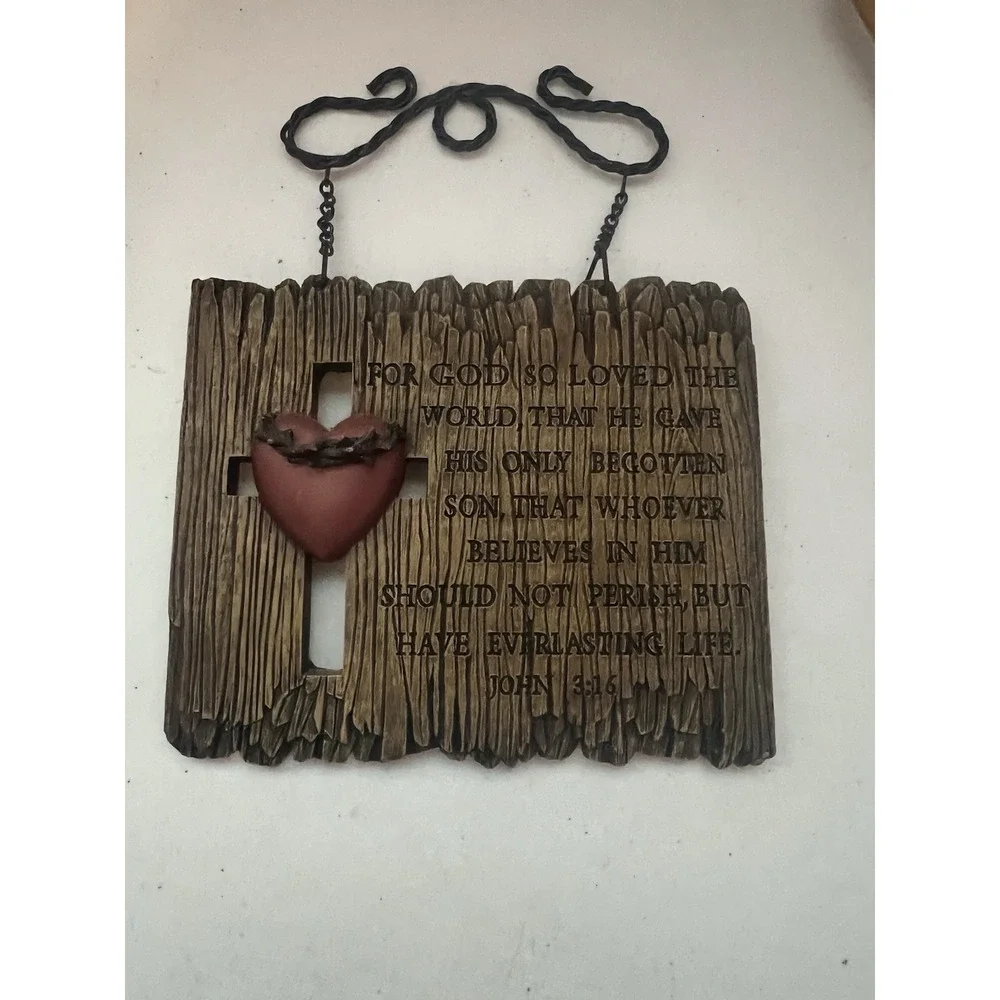 John 3:16 Resin Cross Thorn Crown Cross Wall Hanging 8